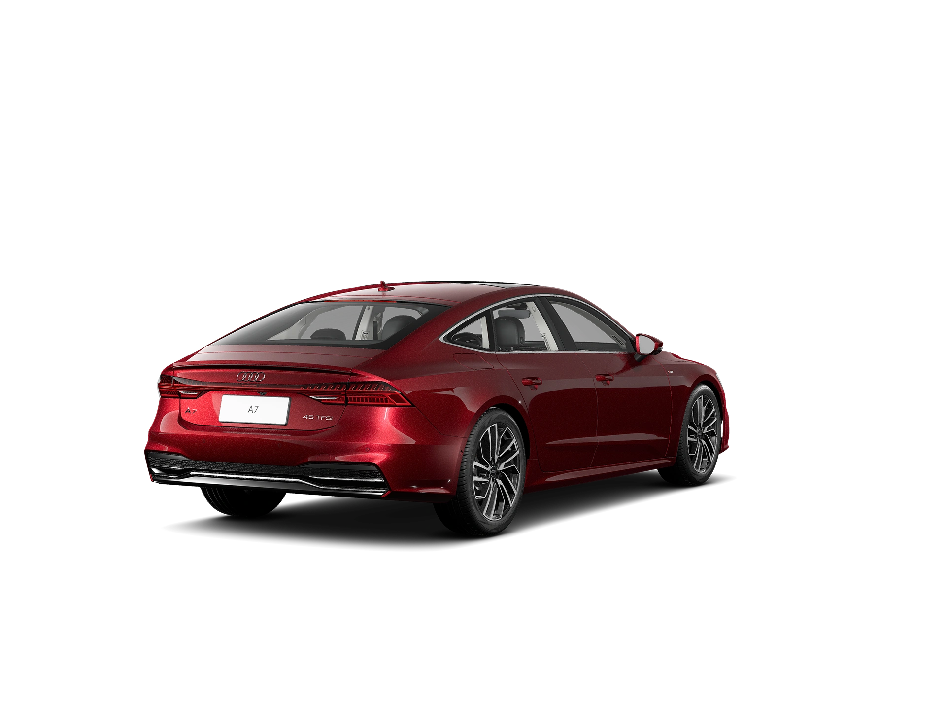 Vue droite de la Audi A7L 2025 en rouge