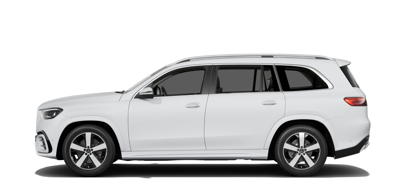 مرسيدس-بنز GLS 2026 باللون الأبيض على خلفية سوداء