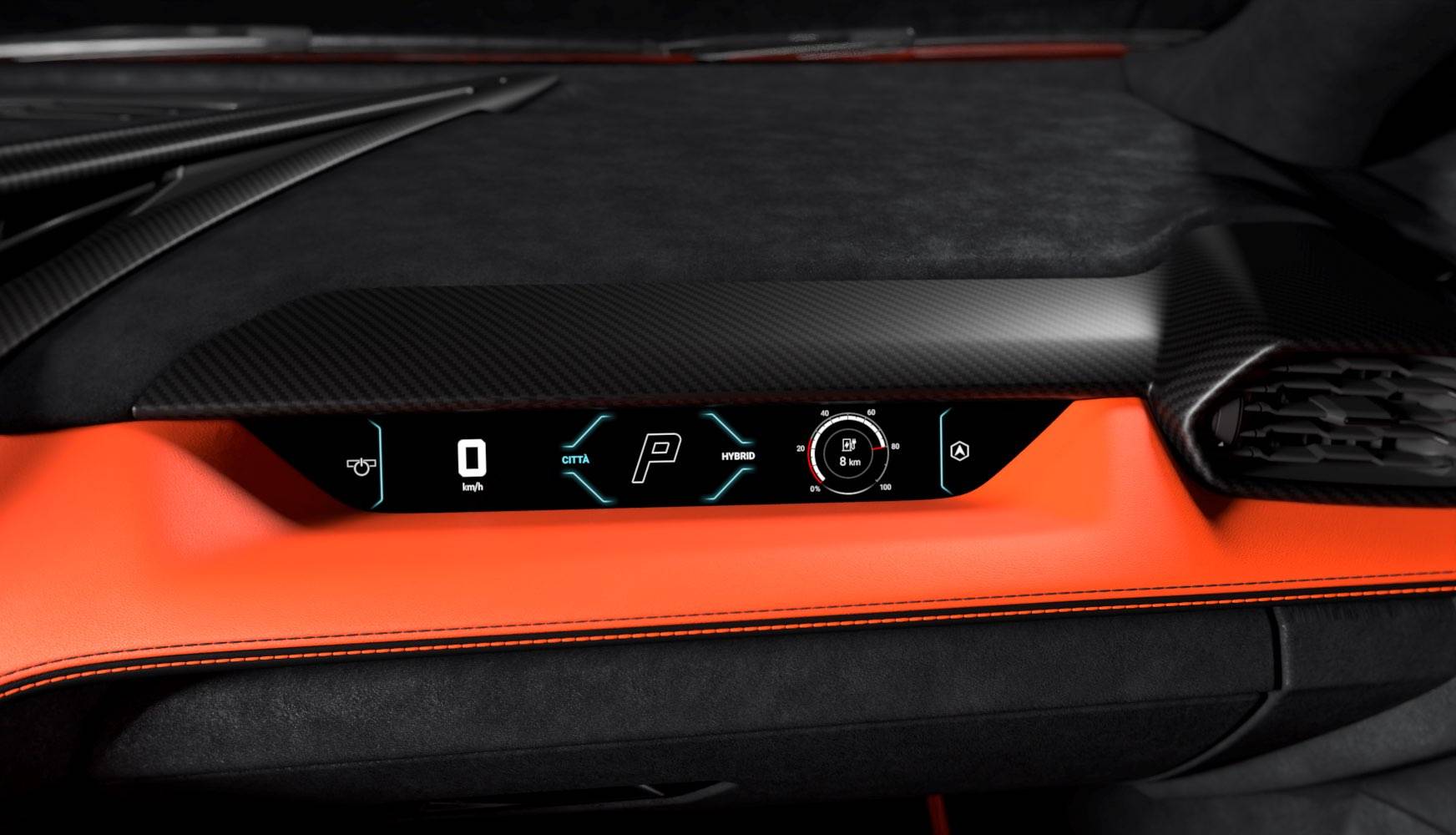Interior detail of the 2023 Lamborghini Revuelto