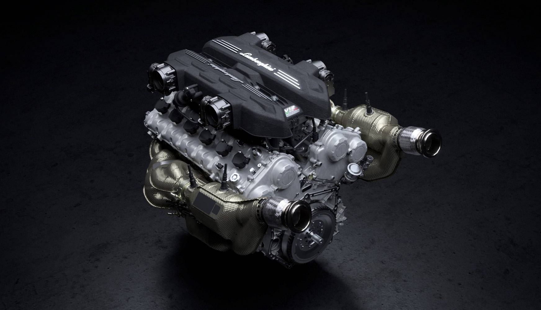Close-up of the Lamborghini Revuelto engine