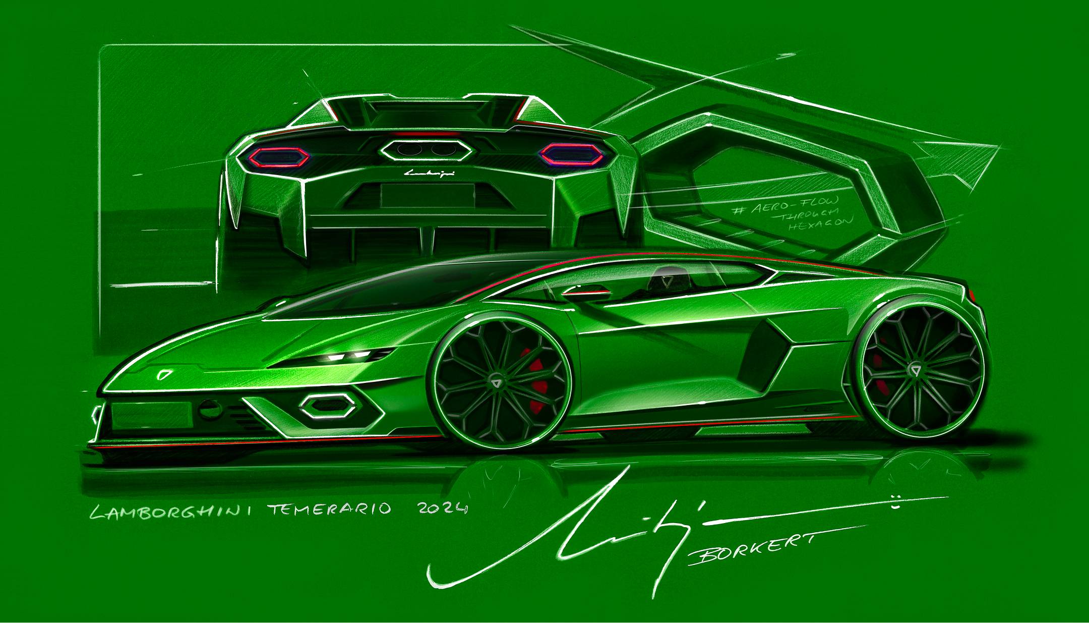 2025 Lamborghini Temerario static display image, front view, vibrant green body