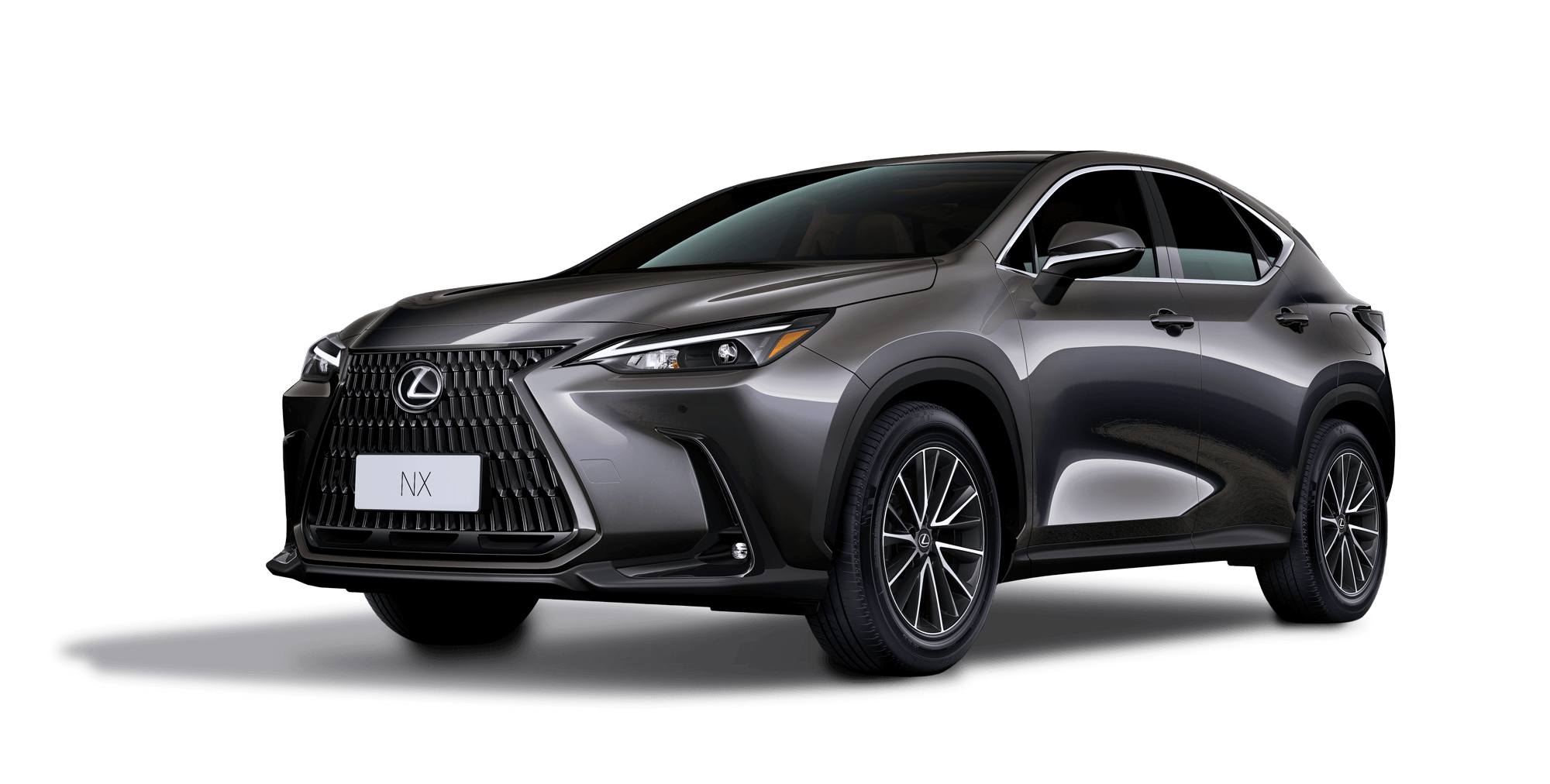 Vue frontale de la Lexus NX 2026 en gris nuit stellaire
