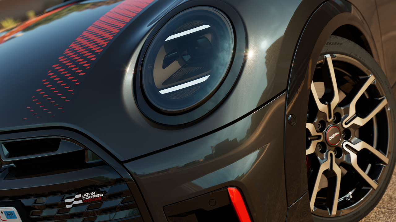 Front close-up of the 2025 MINI MINI JCW CABRIO