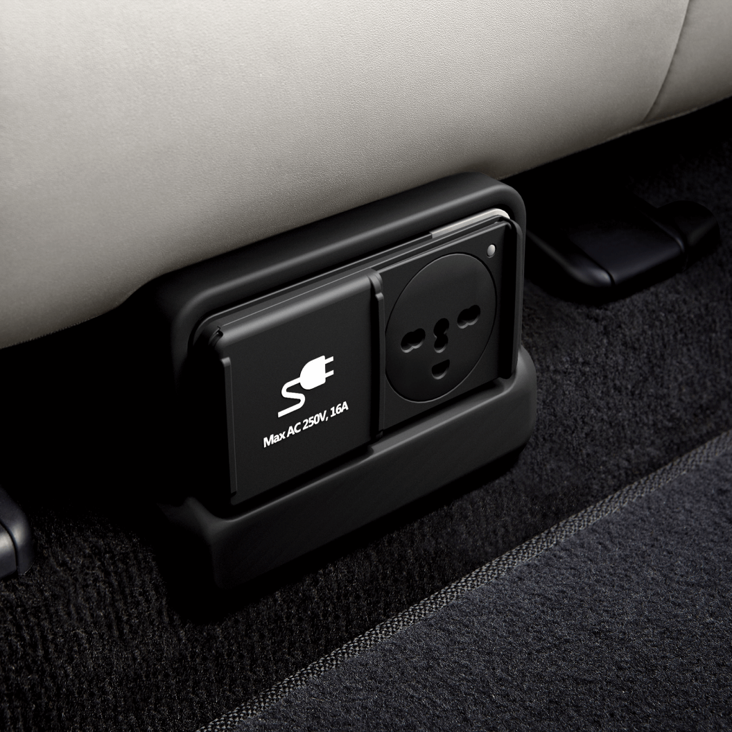 Interior Detail of 2026 KIA EV6 Showing Power Outlets