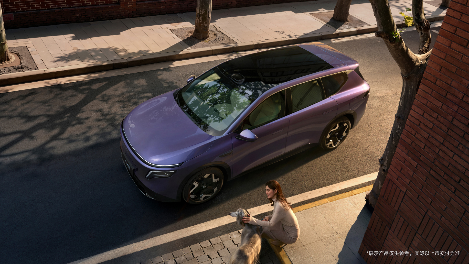 سيارة SUV أرجوانية واقفة على شارع TownCar.