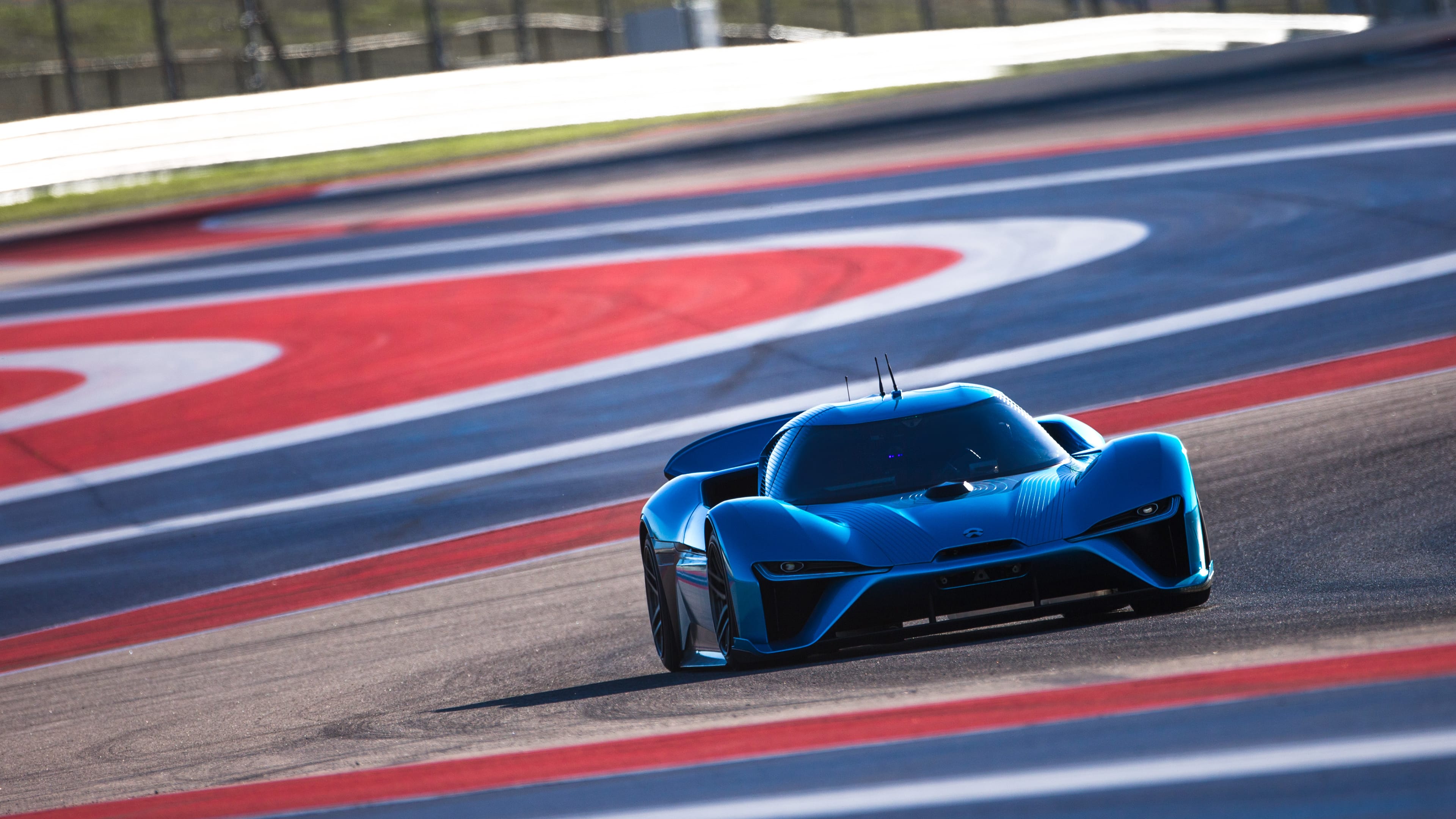 NIO EP9 2017 Blue Supercar on Racetrack